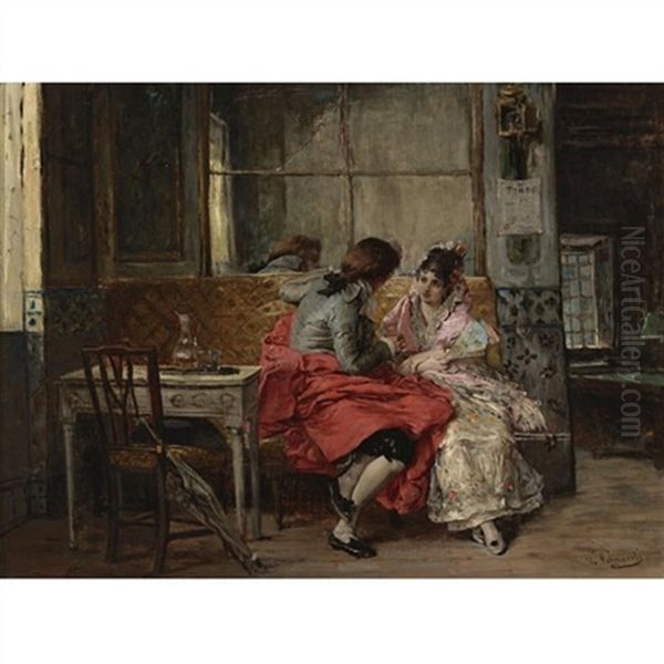 A Good Story Oil Painting by Vicente Palmaroli Y Gonzalez