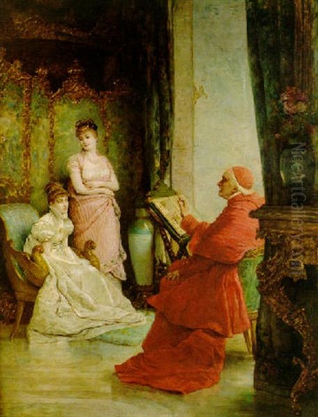 Instruction, Morning Oil Painting by Vicente Palmaroli Y Gonzalez