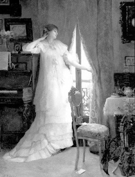 The Pensive Lover Oil Painting by Vicente Palmaroli Y Gonzalez