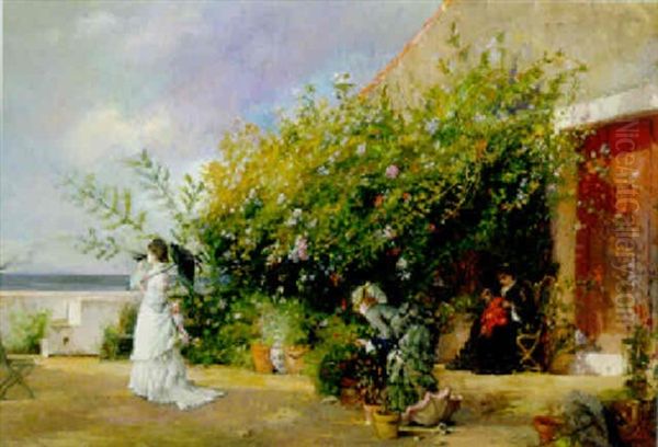 Looking Out To Sea Oil Painting by Vicente Palmaroli Y Gonzalez