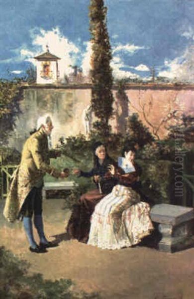 Escena Rom Ntica Oil Painting by Vicente Palmaroli Y Gonzalez