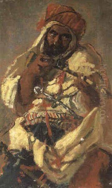 Militar Arabe Oil Painting by Vicente Palmaroli Y Gonzalez