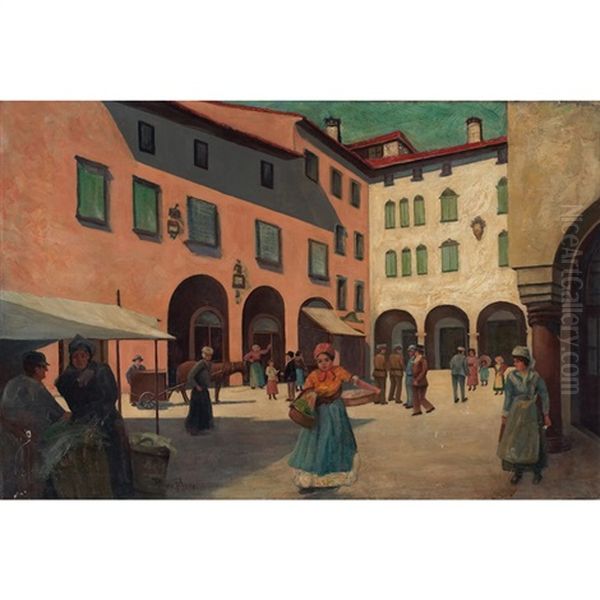 Italian City Scene Oil Painting by Pauline Lennards Palmer