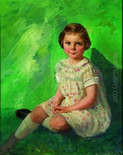 Child In White Oil Painting by Pauline Lennards Palmer