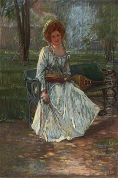 Lady With Mandolin Oil Painting by Pauline Lennards Palmer