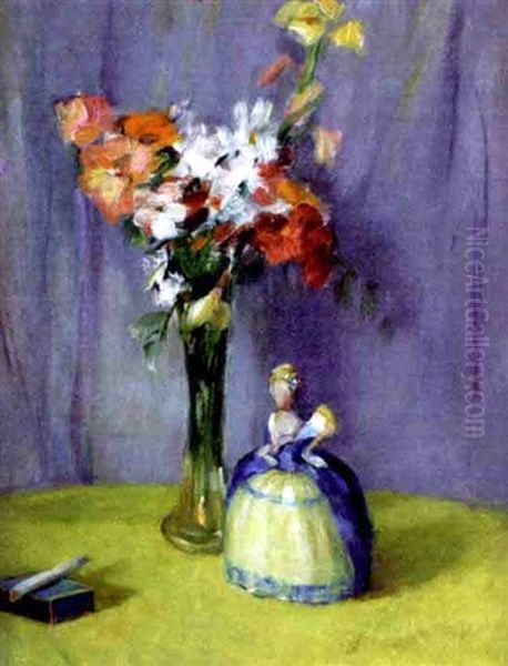 Still Life With Doll And Flower Oil Painting by Pauline Lennards Palmer