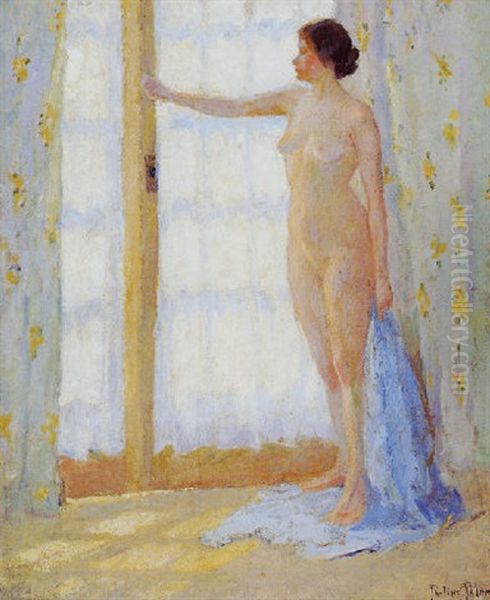 Full Length Nude In French Window Oil Painting by Pauline Lennards Palmer