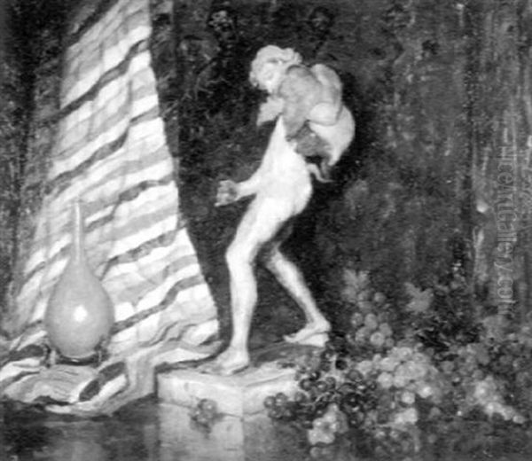 Still Life With Statuette, Grapes And Drapery Oil Painting by Pauline Lennards Palmer