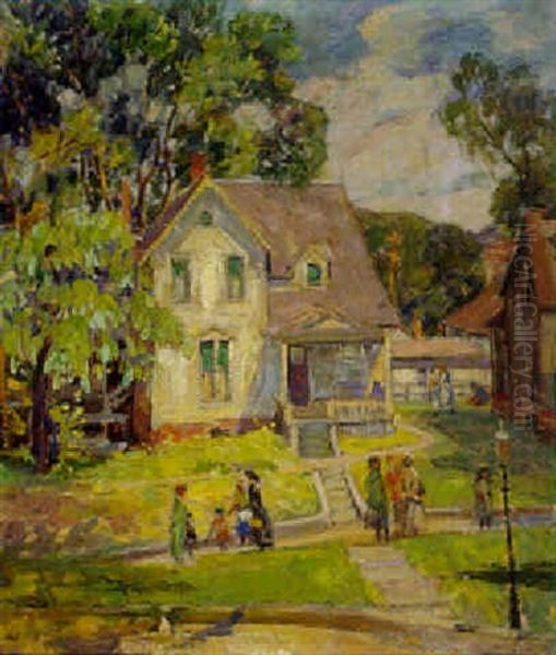 Life In Small Town America Oil Painting by Pauline Lennards Palmer