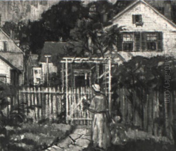 In The Garden With Mother Oil Painting by Pauline Lennards Palmer