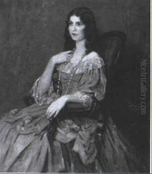 Lady In Blue Oil Painting by Pauline Lennards Palmer