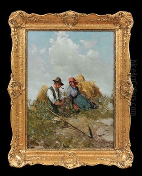 Farmer's Respite Oil Painting by Zsigmond Palnagy