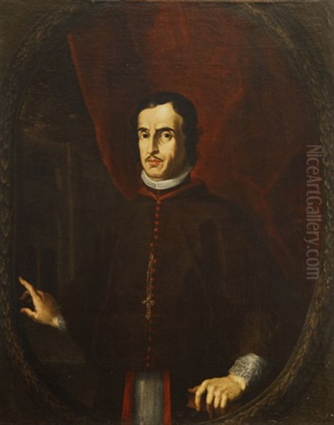 Retrato De Cardenal En Un Ovalo Fingido Oil Painting by Acislo Antonio Palomino