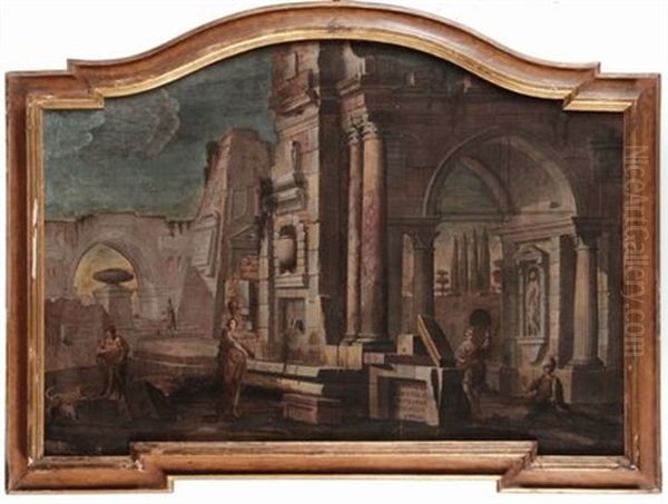 Architetture Con Figure Oil Painting by Pietro (Il Mirandolese) Paltronieri