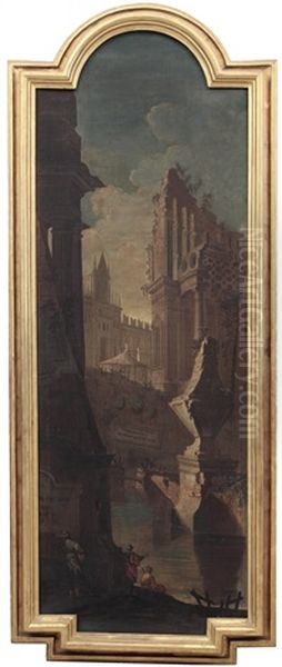 Architekturcapriccio Oil Painting by Pietro (Il Mirandolese) Paltronieri