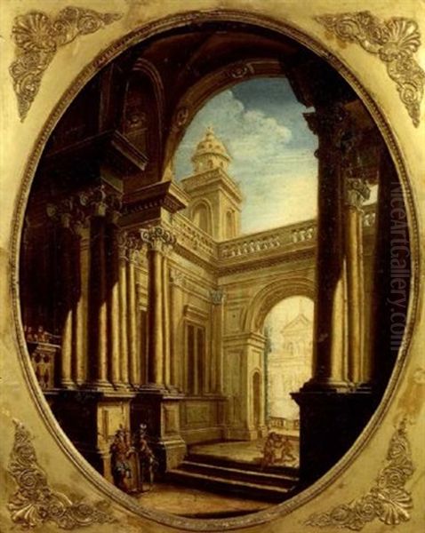 Caprice Architectural Oil Painting by Pietro (Il Mirandolese) Paltronieri
