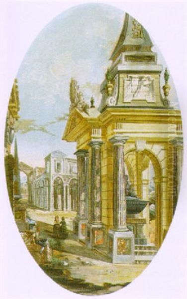 Capriccio Architettonico Con Figure Oil Painting by Pietro (Il Mirandolese) Paltronieri