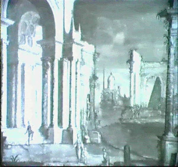 Prospettiva Architettonica Con Figure Oil Painting by Pietro (Il Mirandolese) Paltronieri