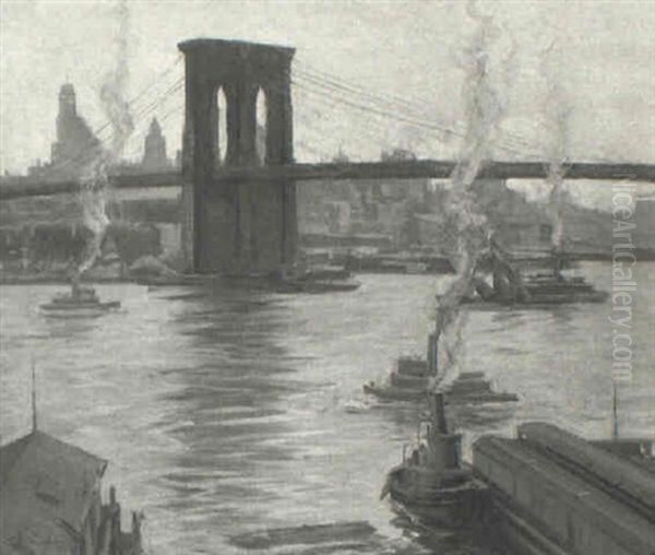 Brooklyn Bridge Oil Painting by Alphonse Palumbo