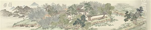 Hermitage By The Bamboo Grove Oil Painting by  Pan Zhenyong