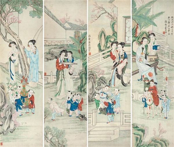 Character (+ 3 Others; 4 Works) Oil Painting by  Pan Zhenyong