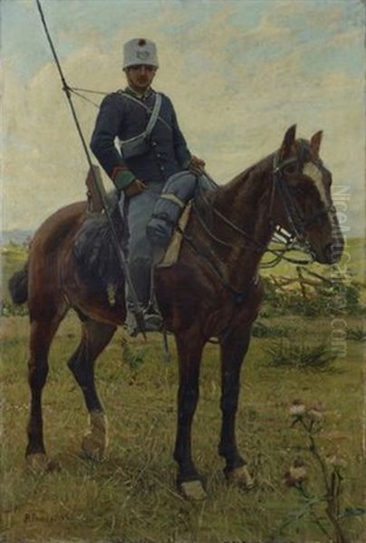 Ufficiale A Cavallo Oil Painting by Ruggero Panerai