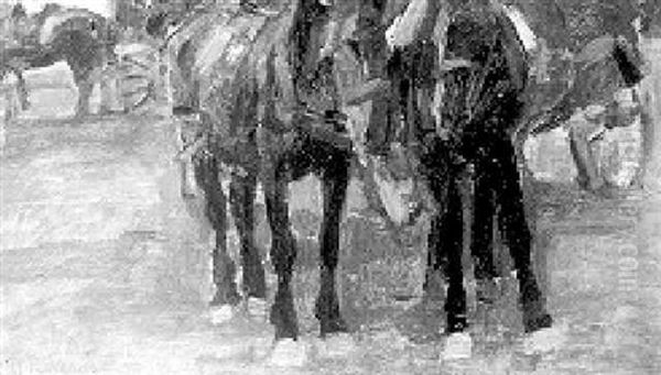 Cavalli E Carrozze Oil Painting by Ruggero Panerai