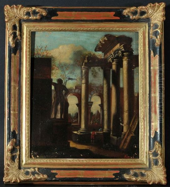 Romische Ruinen Mit Statuen Und Personen Oil Painting by Giovanni Paolo Panini