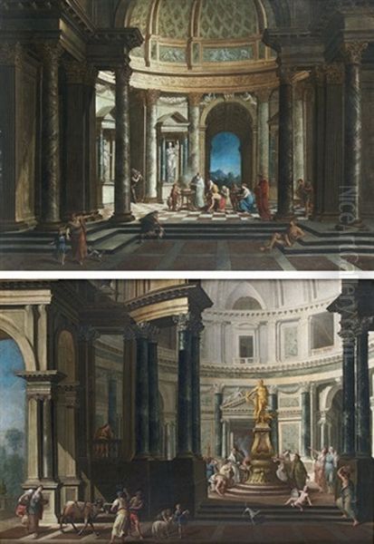 Scenes Antiques Dans Un Palais (pair) Oil Painting by Giovanni Paolo Panini