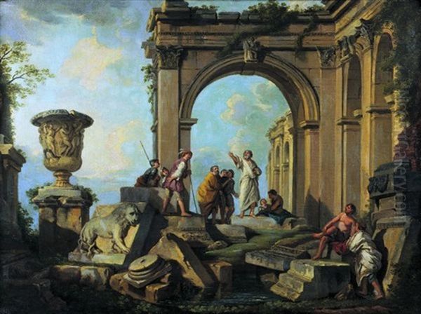 Un Predicateur Dans Des Ruines Antiques Oil Painting by Giovanni Paolo Panini