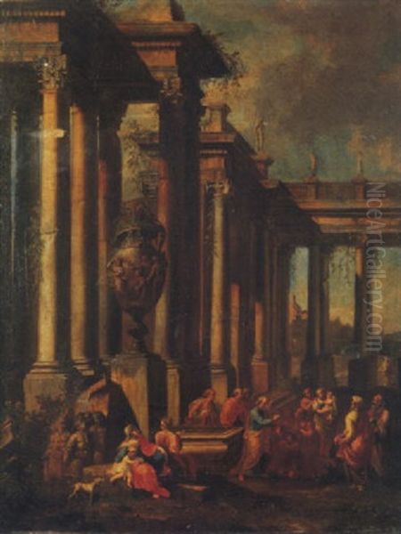 San Pietro Apostolo Battezza Il Centurione Cornelio Oil Painting by Giovanni Paolo Panini