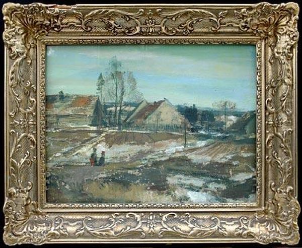 Landscape With A Village. Oil Painting by Oldrich Blazicek