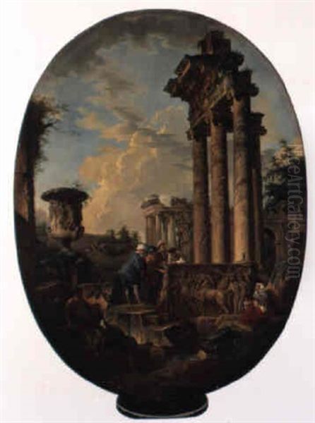 Raunioita (ruiner) Oil Painting by Giovanni Paolo Panini