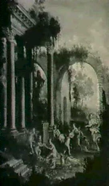 Ruinlandskap Med Mytologiska                                Figurer Oil Painting by Giovanni Paolo Panini