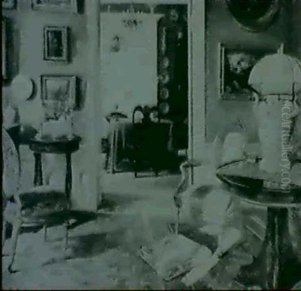 A Drawing Room Interior Oil Painting by Robert Panitzsch