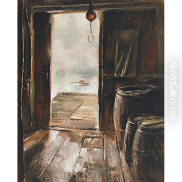 Fish Shed Doorway Oil Painting by Lawrence Arthur C. Panton