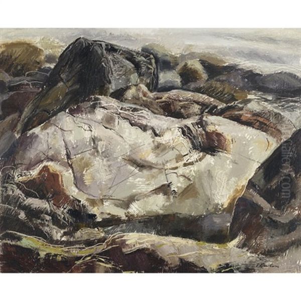 Rocky Shoreline Oil Painting by Lawrence Arthur C. Panton