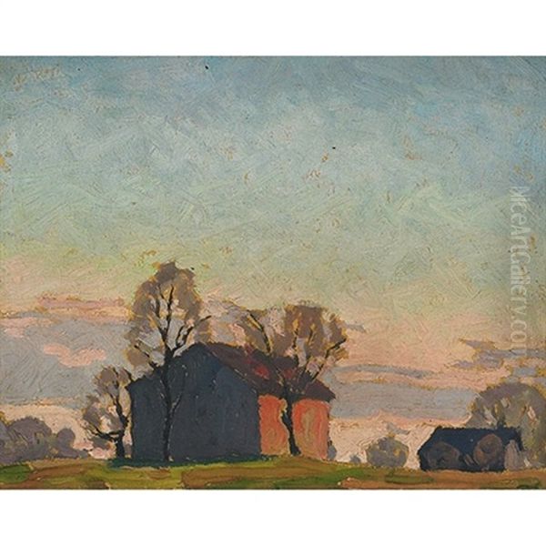Red Barn Oil Painting by Lawrence Arthur C. Panton