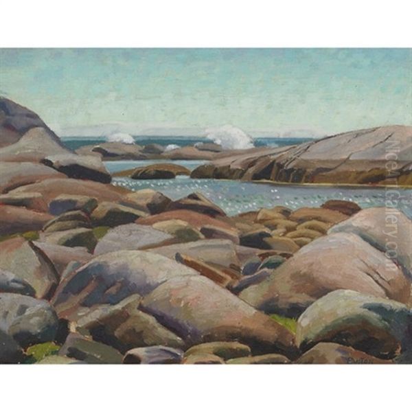 Rocky Shoreline Oil Painting by Lawrence Arthur C. Panton