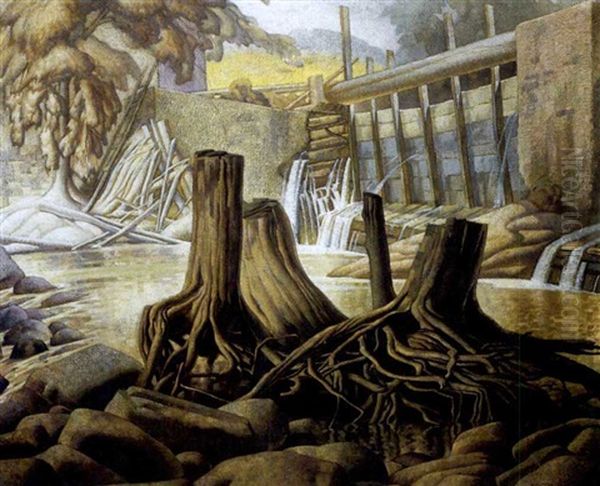 Cheltenham Dam, Ontario Oil Painting by Lawrence Arthur C. Panton