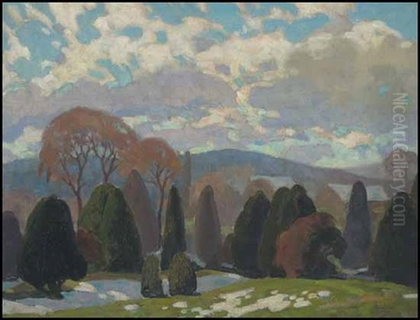 Sentinels In The Spring In The North Country Oil Painting by Lawrence Arthur C. Panton