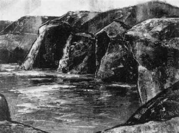 Sunlit Rocky Shoreline Oil Painting by Lawrence Arthur C. Panton