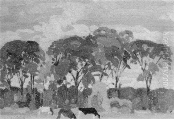 Landscape With Grazing Cattle Oil Painting by Lawrence Arthur C. Panton