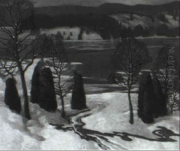 Winter Landscape Oil Painting by Lawrence Arthur C. Panton