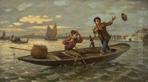 Squally Weather Venice Oil Painting by Antonio Paoletti