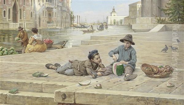The Melon Sellers Oil Painting by Antonio Paoletti
