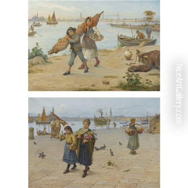 Return From The Catch (+ Flowers For Mama, Smllr; 2 Works) Oil Painting by Antonio Paoletti