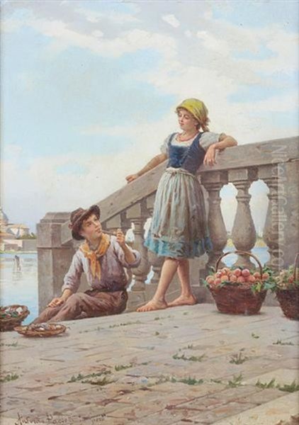 Little Merchants Oil Painting by Antonio Paoletti