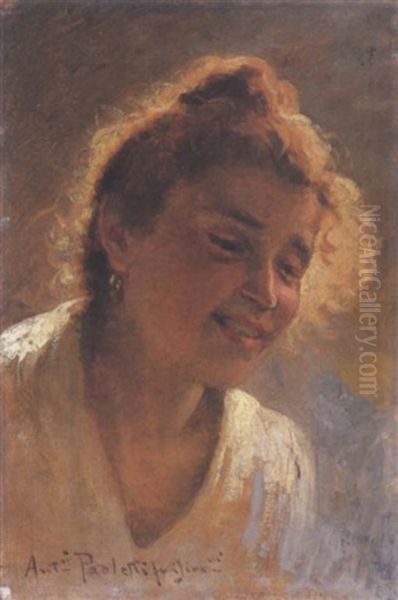 Ritratto Di Fanciulla Oil Painting by Antonio Paoletti