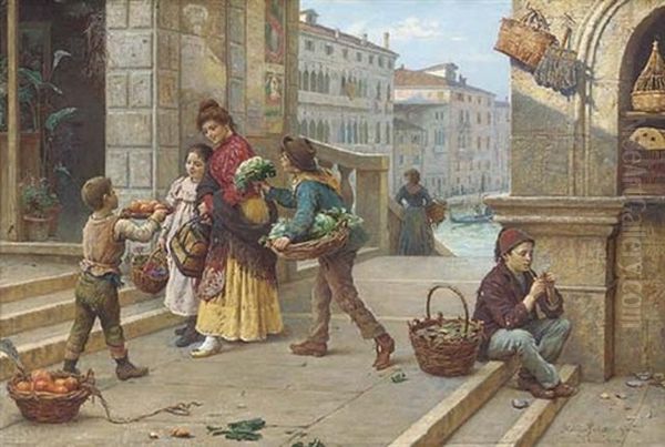 The Young Market Seller Oil Painting by Antonio Paoletti